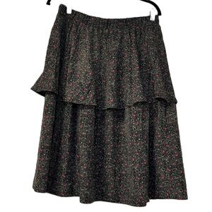 Magnetic woman’s xl NWT floral pink brown basset elastic midi skirt casual fun